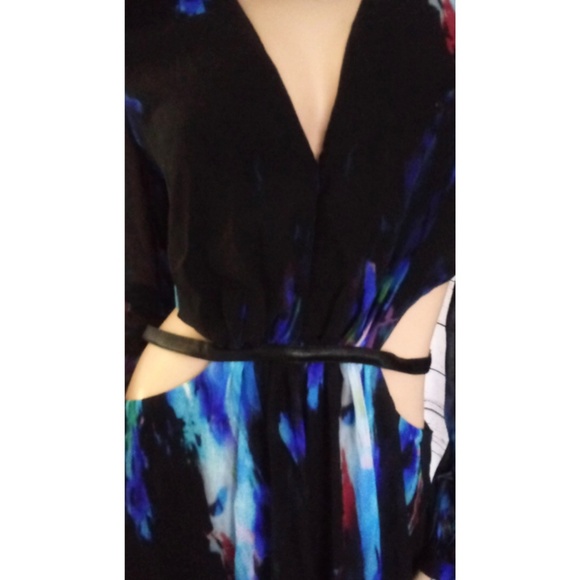 Bebe deep v side cut out maxi romper slit dress 12 - Picture 7 of 8